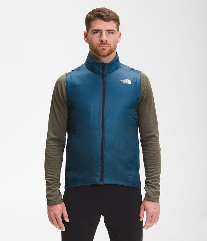 The North Face Vests Winter Warm Run Blue - Mens - Thailand MZWVS-8751